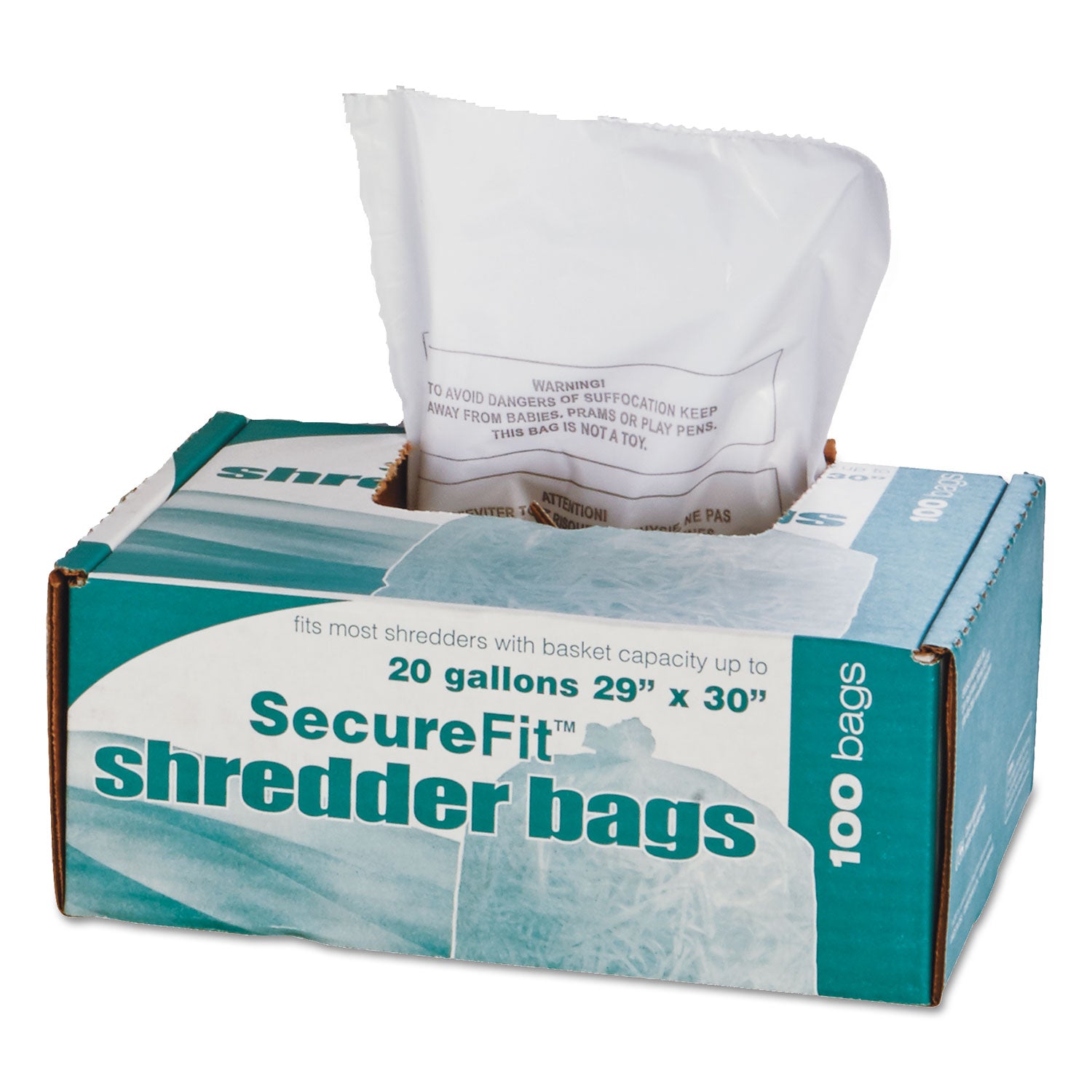 AbilityOne 8105013994791, SKILCRAFT Heavy-Duty Shredder Bags, 20 gal Capacity, 100/BX