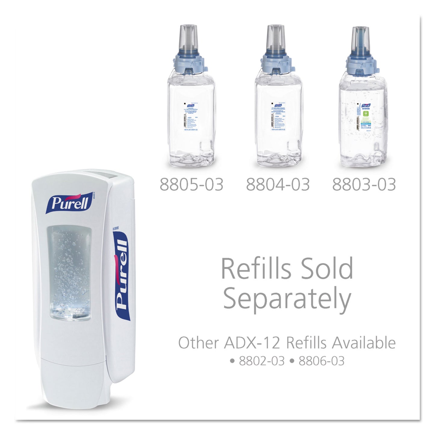 PURELL ADX-12 Dispenser, 1,200 mL, 4.5 x 4 x 11.25, White (882006)