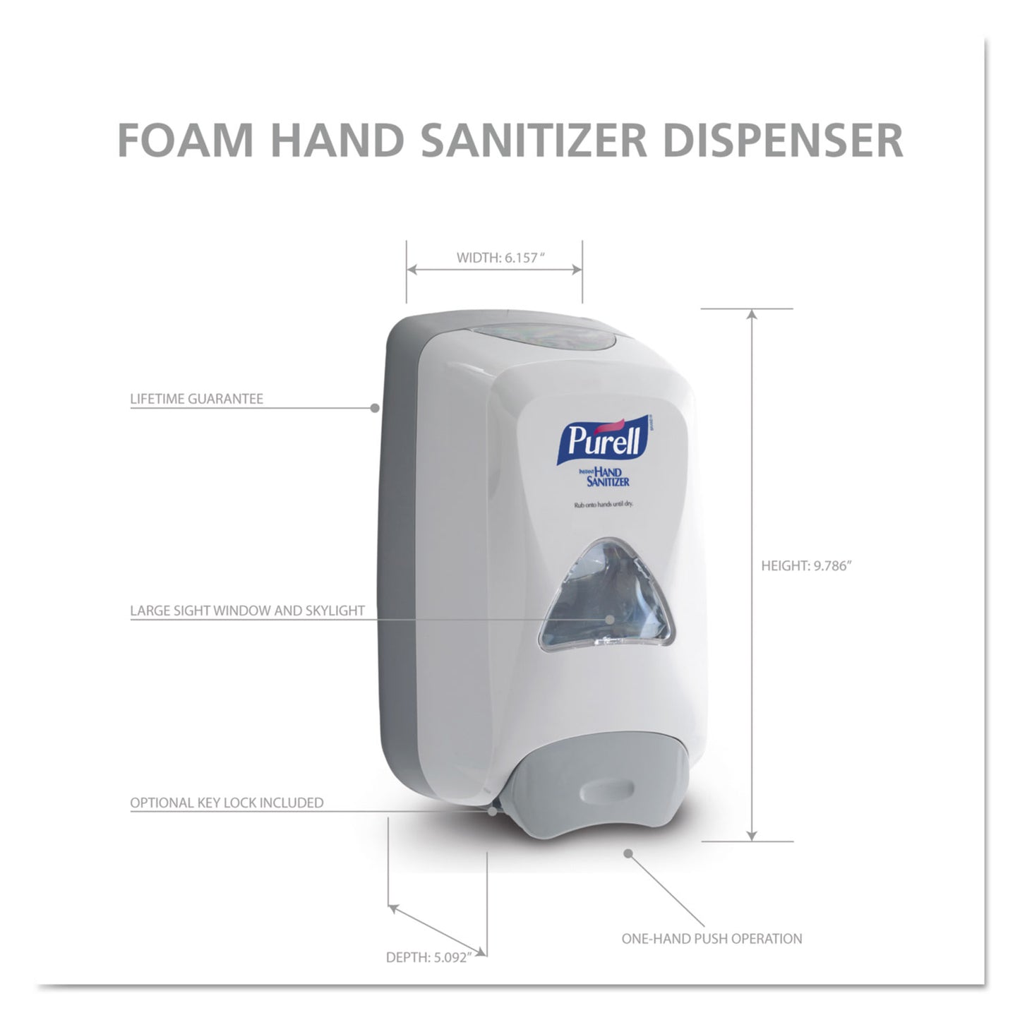 PURELL FMX-12 Foam Hand Sanitizer Dispenser, 1,200 mL Refill, 6.6 x 5.13 x 11, White (512006)