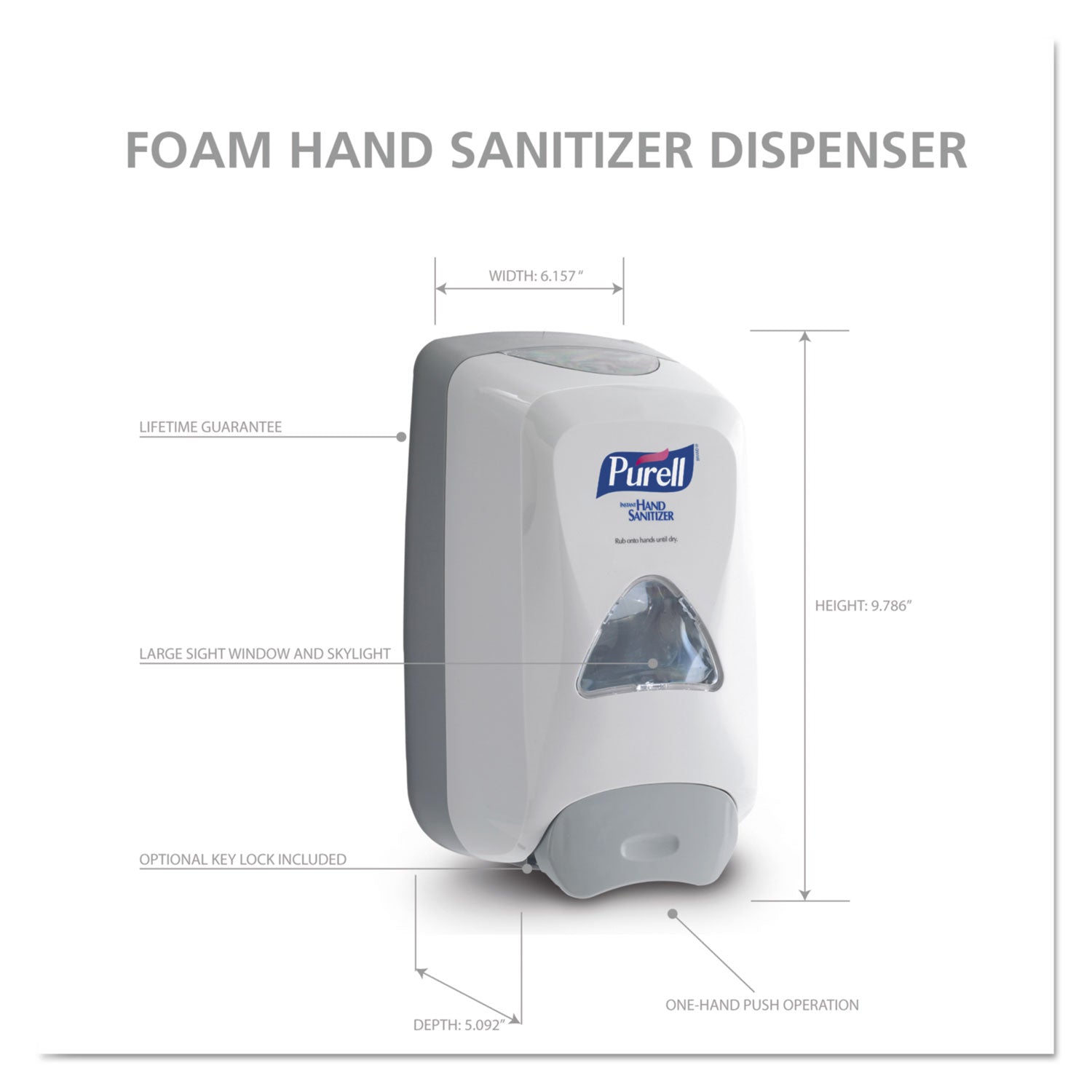 PURELL FMX-12 Foam Hand Sanitizer Dispenser, 1,200 mL Refill, 6.6 x 5.13 x 11, White (512006)