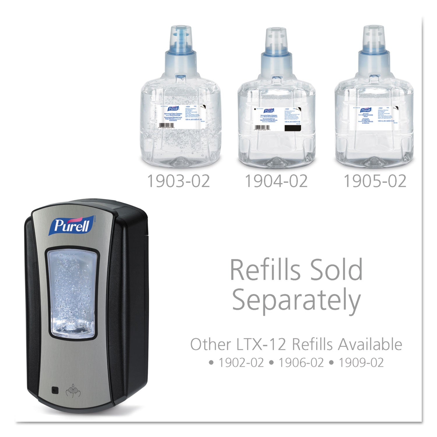 PURELL LTX-12 Touch-Free Dispenser, 1,200 mL, 5.75 x 4 x 10.5, Black (192804)