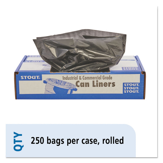 Stout by Envision Total Recycled Content Plastic Trash Bags, 10 gal, 1 mil, 24" x 24", Black/Brown, 250/Carton (T2424B10)