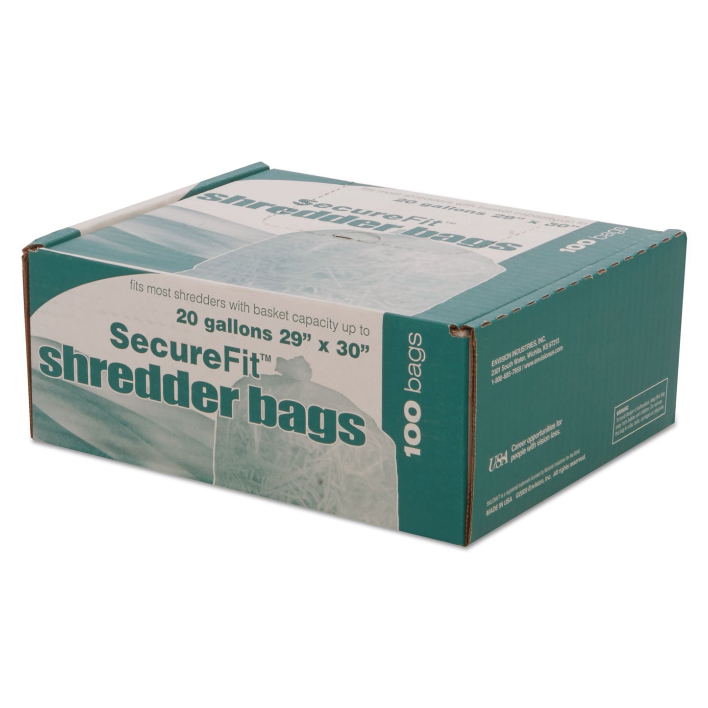 AbilityOne 8105013994791, SKILCRAFT Heavy-Duty Shredder Bags, 20 gal Capacity, 100/BX