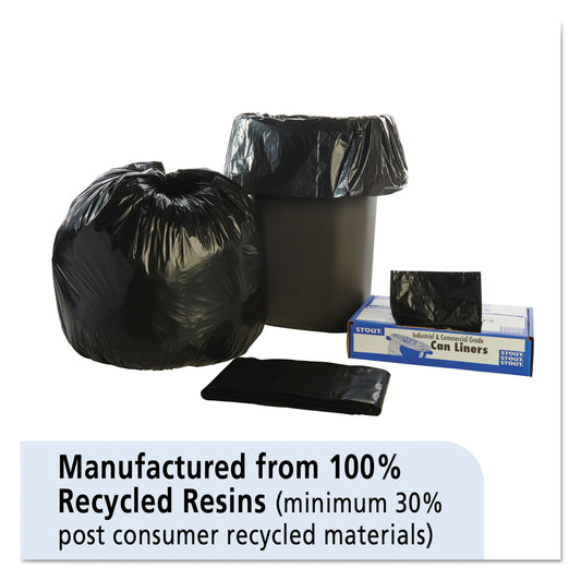 Stout by Envision Total Recycled Content Plastic Trash Bags, 30 gal, 1.3 mil, 30" x 39", Black/Brown, 100/Carton (T3039B13)