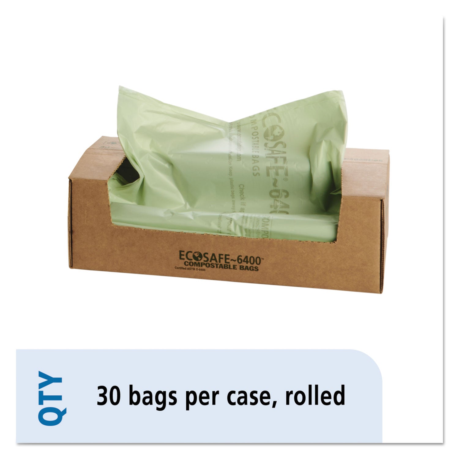 Stout by Envision EcoSafe-6400 Bags, 64 gal, 0.85 mil, 48" x 60", Green, 30/Box (E4860E85)