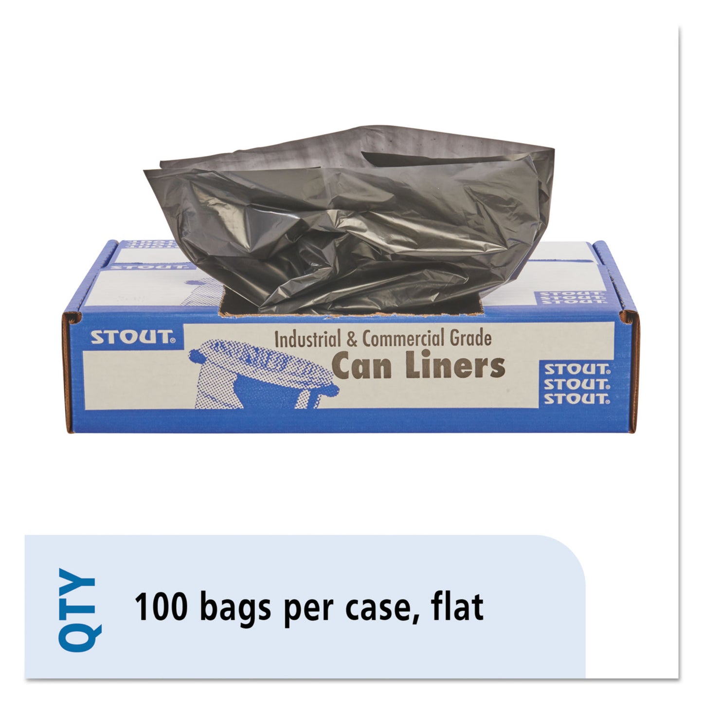 Stout by Envision Total Recycled Content Plastic Trash Bags, 33 gal, 1.3 mil, 33" x 40", Black/Brown, 100/Carton (T3340B13)