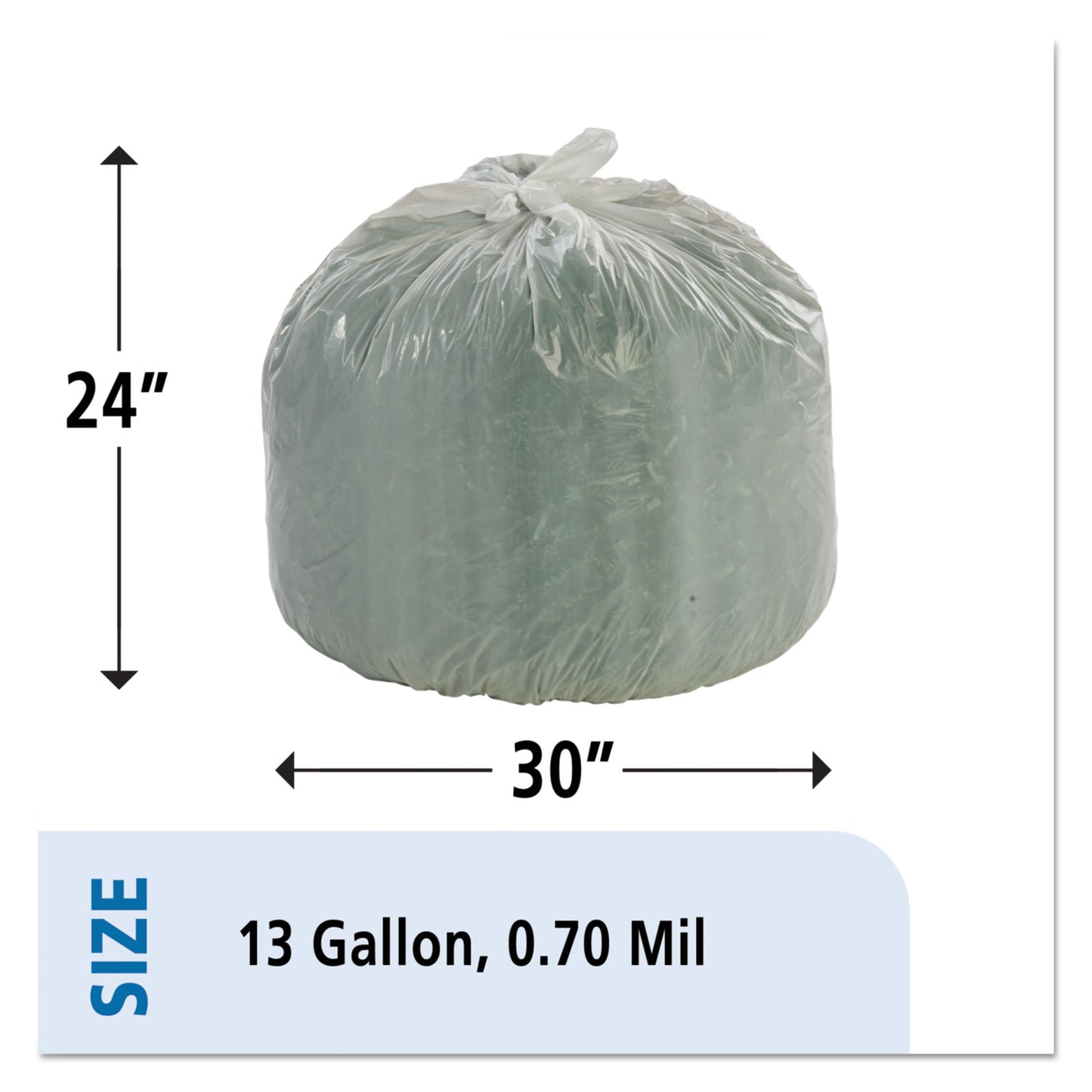 Stout by Envision Controlled Life-Cycle Plastic Trash Bags, 13 gal, 0.7 mil, 24" x 30", White, 120/Box (G2430W70)