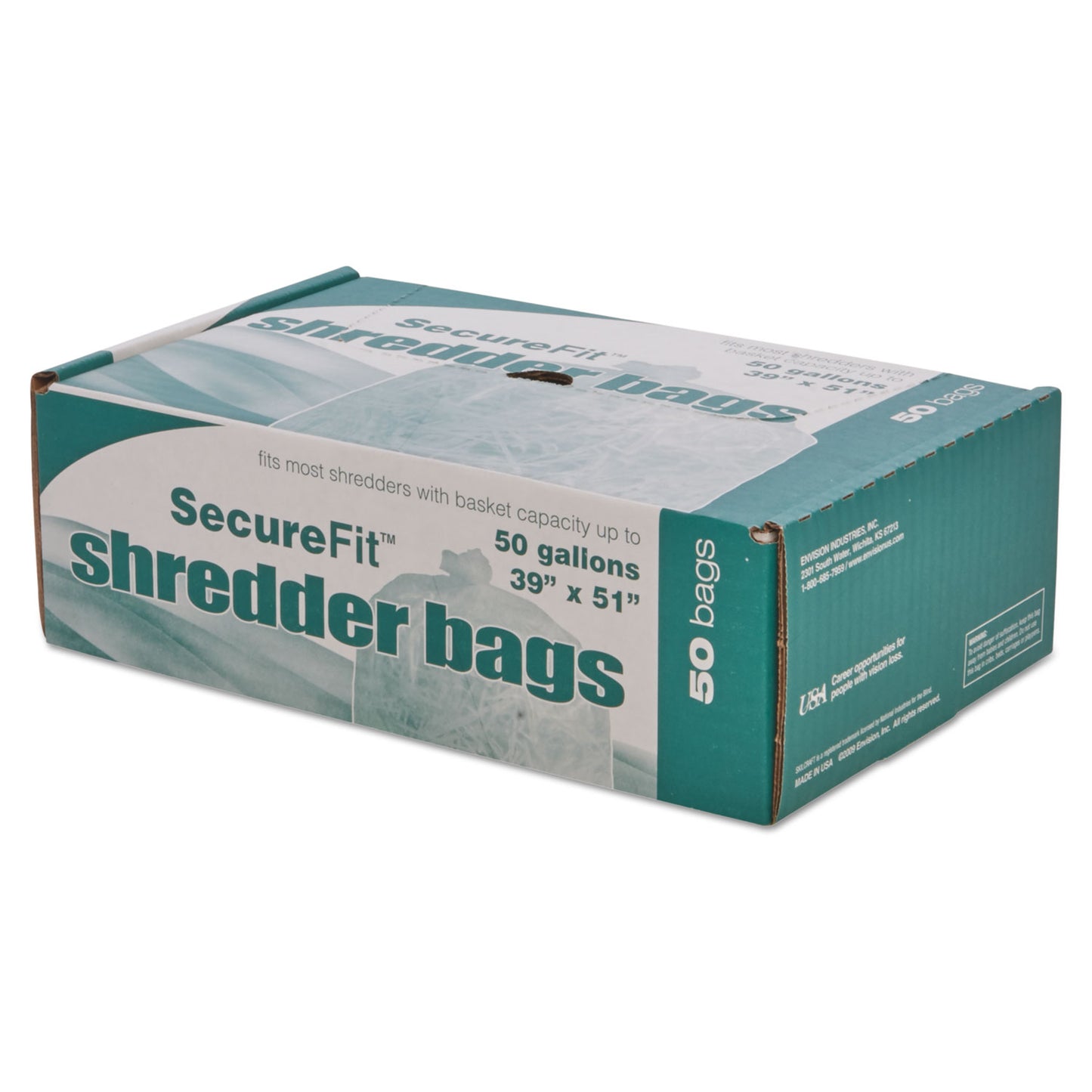 AbilityOne 8105015574976, SKILCRAFT Heavy-Duty Shredder Bags, 50 gal Capacity, 50/BX