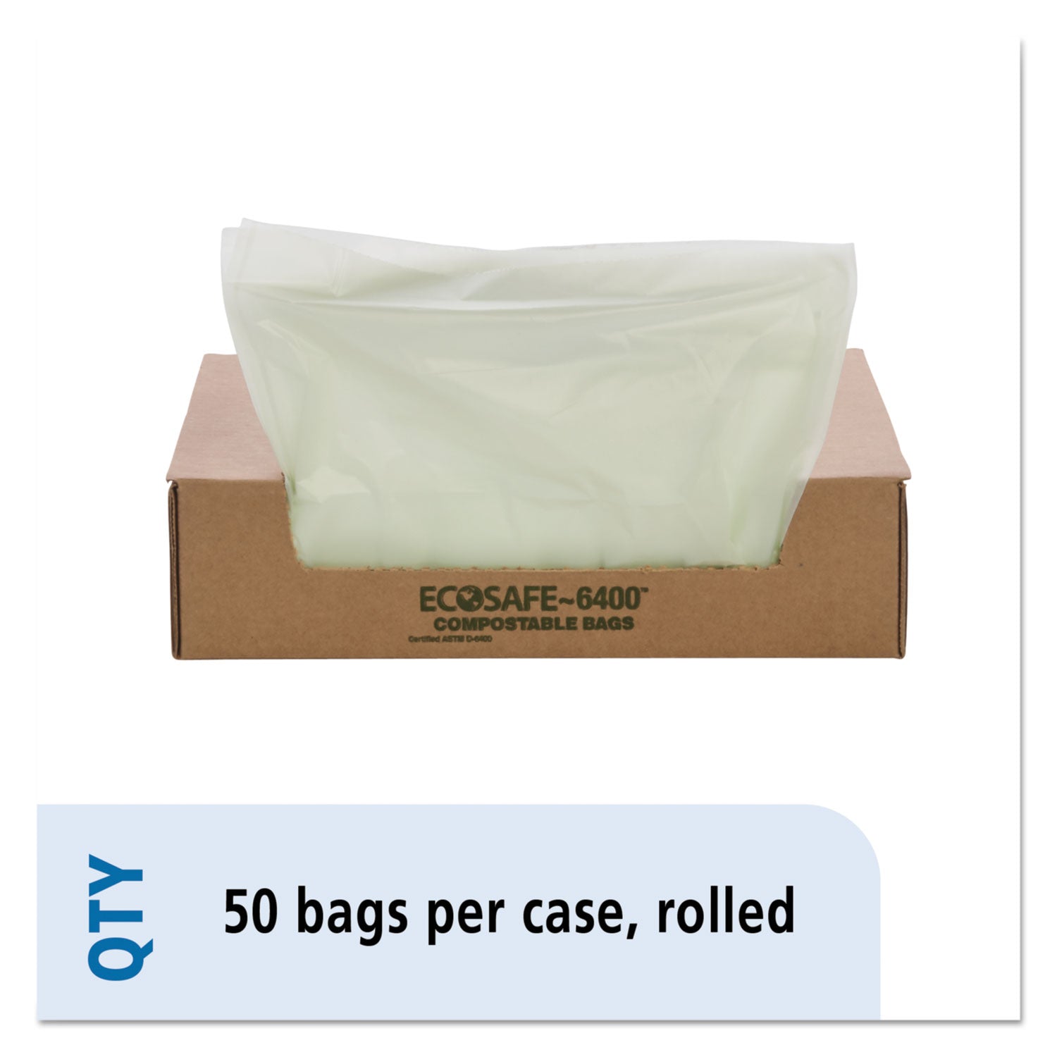 Stout by Envision EcoSafe-6400 Bags, 32 gal, 0.85 mil, 33" x 48", Green, 50/Box (E3348E85)