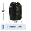 AbilityOne 8105015173668, SKILCRAFT Recycled Content Trash Can Liners, 60 gal, 1.5 mil, 38" x 58", Black/Brown, 20/Box