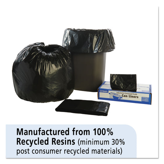 Stout by Envision Total Recycled Content Plastic Trash Bags, 33 gal, 1.3 mil, 33" x 40", Black/Brown, 100/Carton (T3340B13)