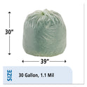 Stout by Envision EcoSafe-6400 Bags, 30 gal, 1.1 mil, 30" x 39", Green, 48/Box (E3039E11)