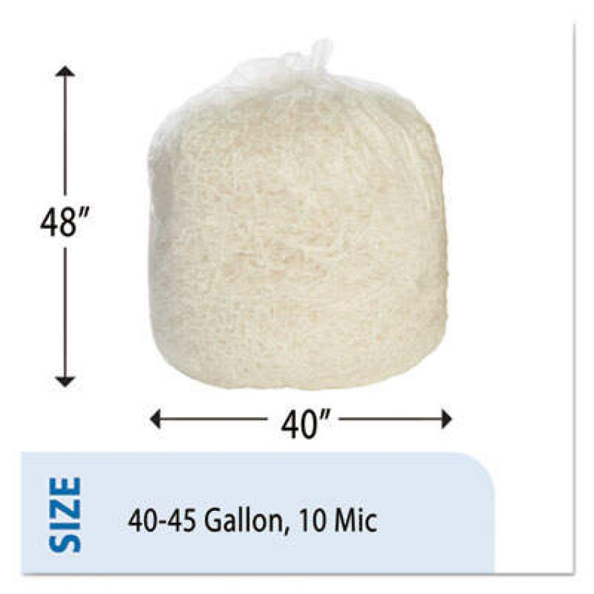 AbilityOne 8105015171345, SKILCRAFT High Density Trash Can Liner, 45 gal, 10 microns, 40" x 48", Natural, 250/Carton