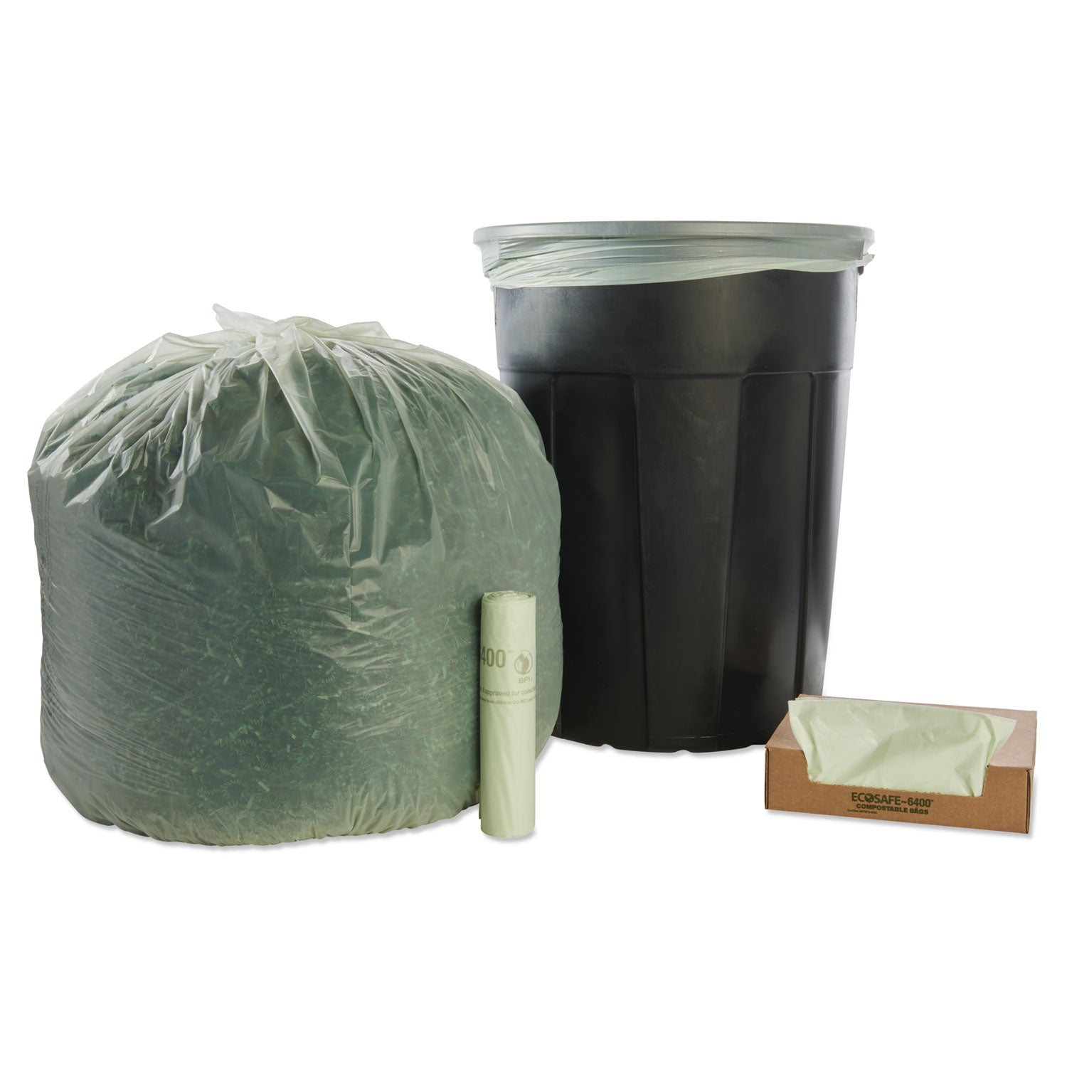 Stout by Envision EcoSafe-6400 Bags, 48 gal, 0.85 mil, 42" x 48", Green, 40/Box (E4248E85)