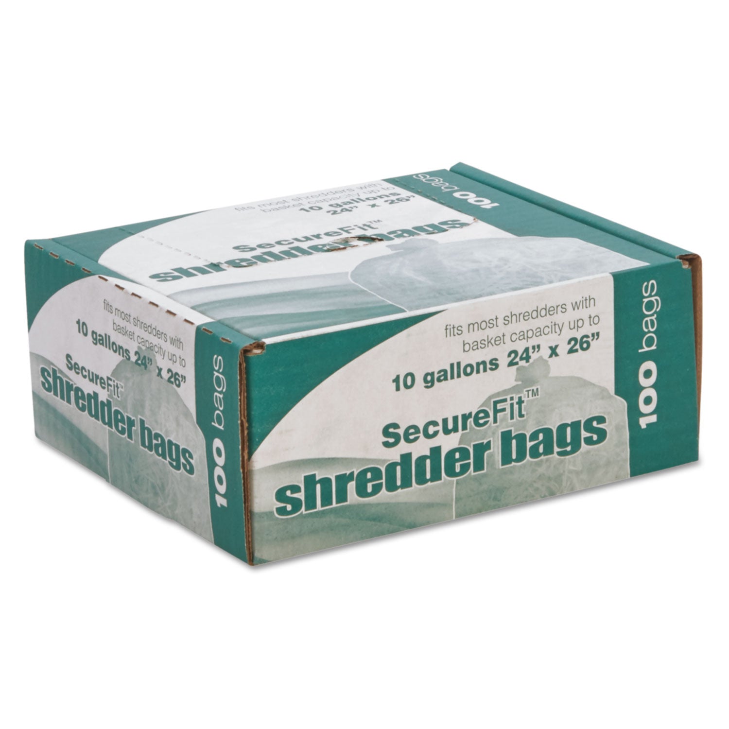 AbilityOne 8105015574975, SKILCRAFT Medium-Duty Shredder Bags, 10 gal Capacity, 100/BX