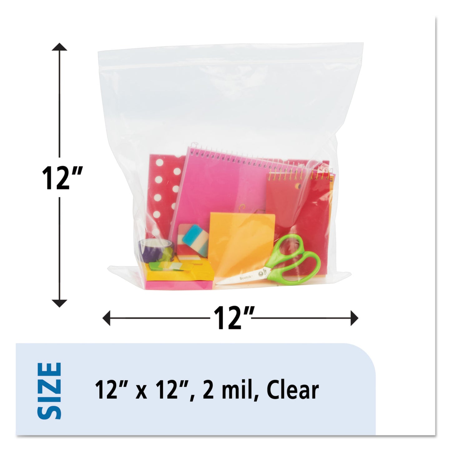 Stout by Envision Seal Closure Bags, 2 mil, 12" x 12", Clear, 500/Carton (ZF008C)