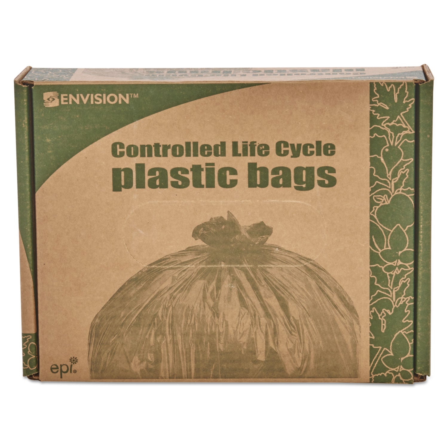 Stout by Envision Controlled Life-Cycle Plastic Trash Bags, 30 gal, 0.8 mil, 30" x 36", Brown, 60/Box (G3036B80)