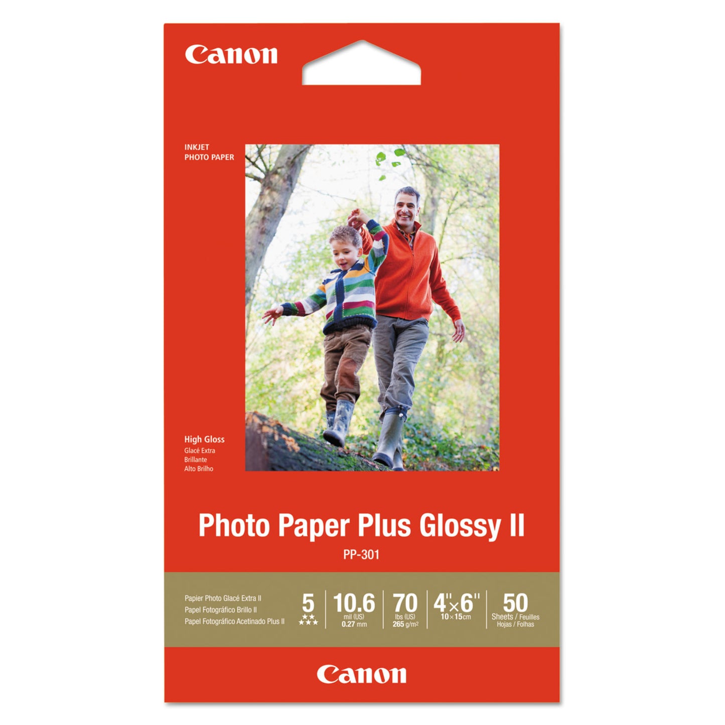 Canon Photo Paper Plus Glossy II, 10.6 mil, 4 x 6, Glossy White, 50/Pack (1432C005)