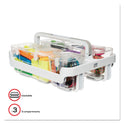 Deflecto Stackable Caddy Organizer with S, M and L Containers, Plastic, 10.5 x 14 x 6.5, White Caddy/Clear Containers (29003)