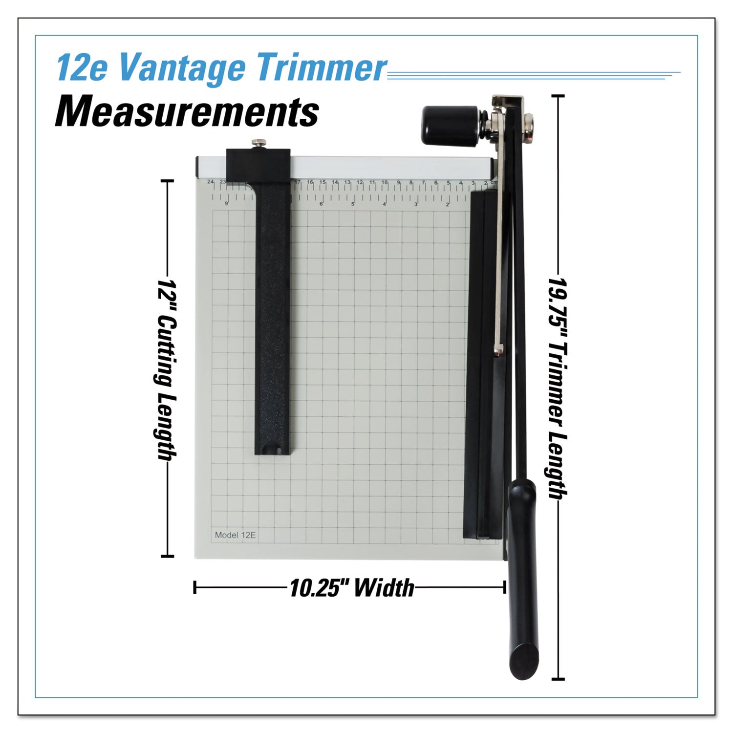 Dahle Vantage Guillotine Paper Trimmer/Cutter, 15 Sheets, 12" Cut Length, Metal Base, 10 x 12.75 (12E)