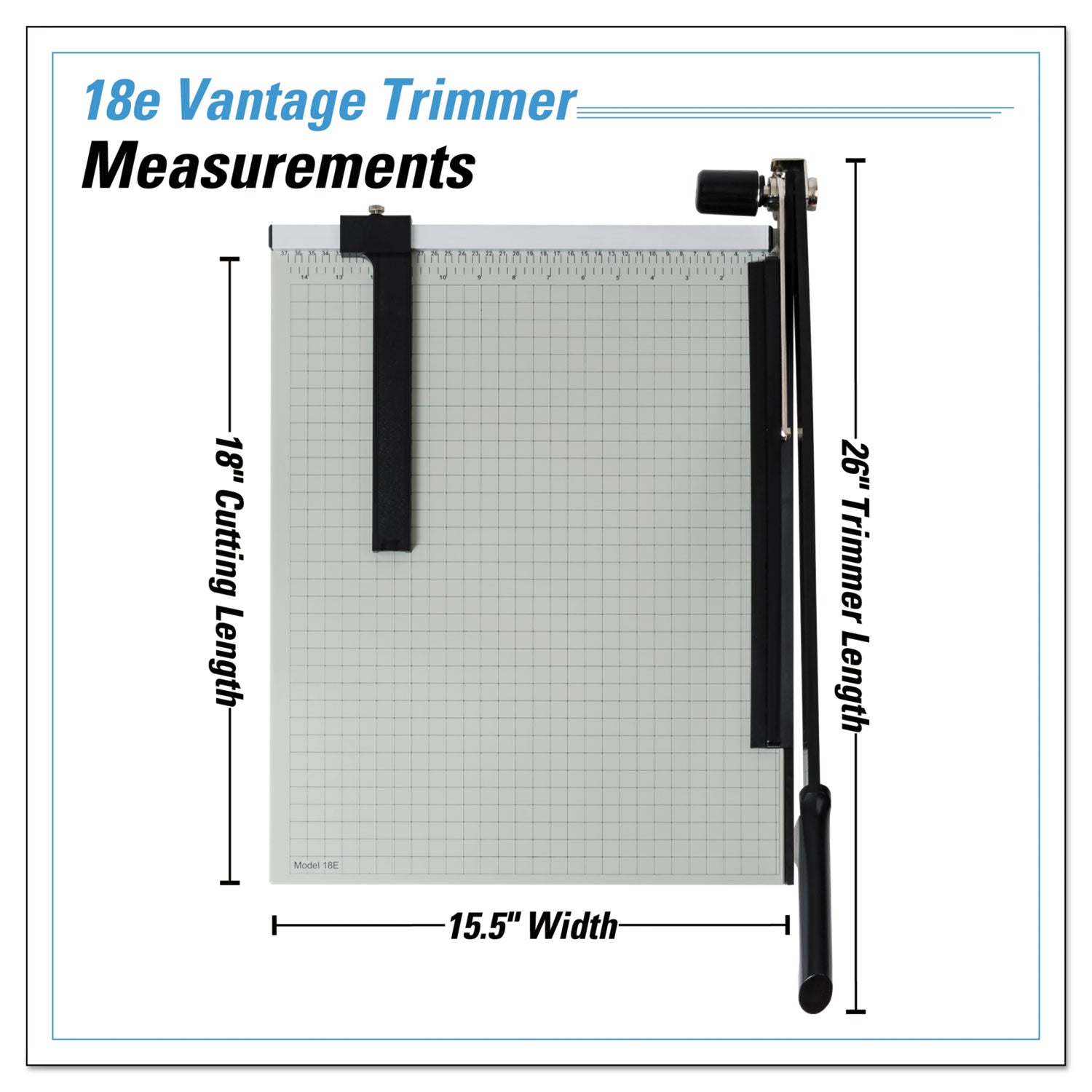 Dahle Vantage Guillotine Paper Trimmer/Cutter, 15 Sheets, 18" Cut Length, Metal Base, 15.5 x 18.75 (18E)