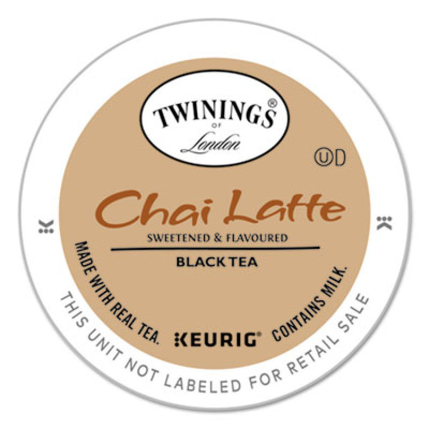 TWININGS Tea K-Cups, Chai Tea with Non-Fat Milk and Sweetener, 0.53 oz K-Cups, 24/Box (11007)