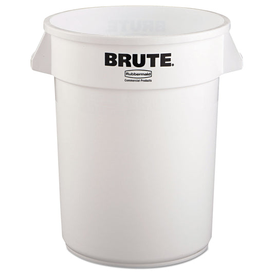 Rubbermaid Commercial Vented Round Brute Container, 32 gal, Plastic, White (2632WHI)