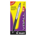 Pilot VBall RT Liquid Ink Roller Ball Pen, Retractable, Fine 0.7 mm, Black Ink, Black/White Barrel (26206)