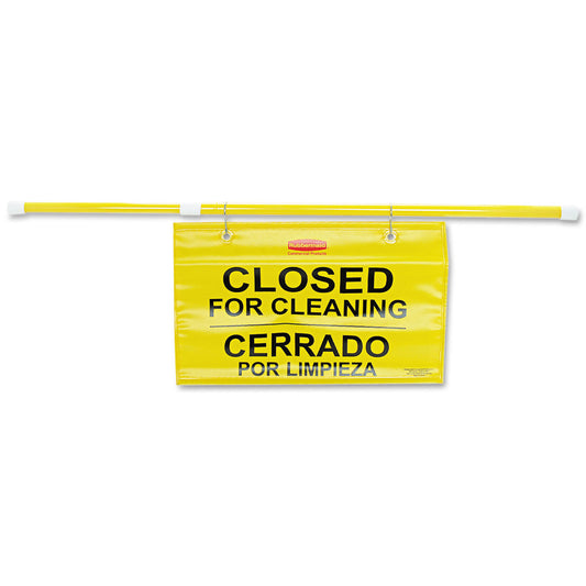 Rubbermaid Commercial Site Safety Hanging Sign, 50 x 1 x 13, Multi-Lingual, Yellow (9S1600YL)