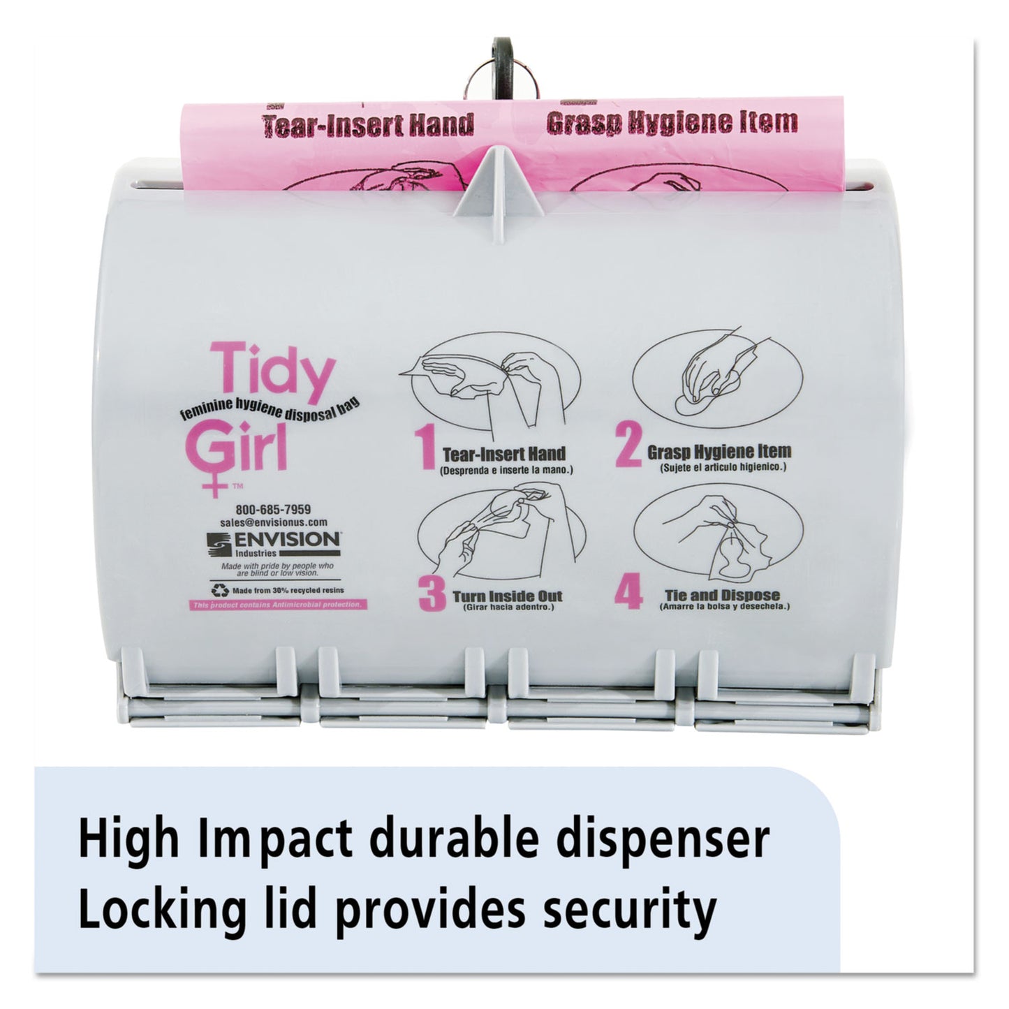 Tidy Girl Plastic Feminine Hygiene Disposal Bag Dispenser, Gray (TGUDPV2)