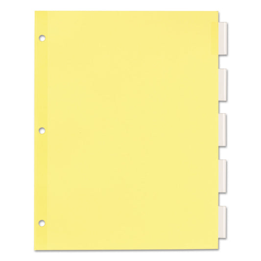 Office Essentials Plastic Insertable Dividers, 5-Tab, 11 x 8.5, Clear Tabs, 1 Set (11466)