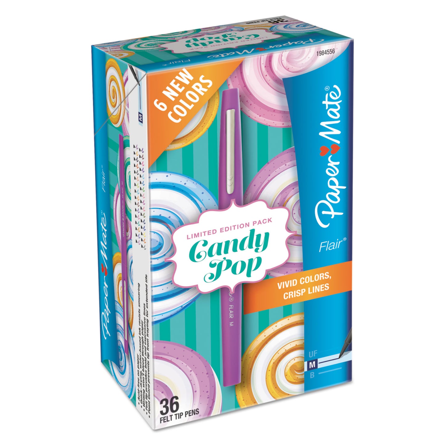 Paper Mate Flair Candy Pop Porous Point Pen, Stick, Medium 0.7 mm, Assorted Ink and Barrel Colors, 36/Pack (1984556)