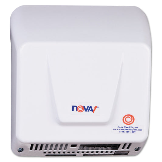 WORLD DRYER NOVA Hand Dryer, 110-240 V, 9 x 9.75 x 4, Aluminum, White (083000000)