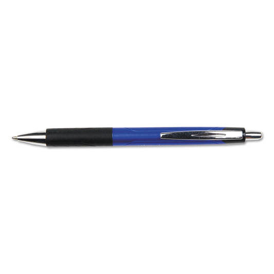 Universal Comfort Grip Ballpoint Pen, Retractable, Medium 1 mm, Blue Ink, Blue/Black Barrel, Dozen (15541)