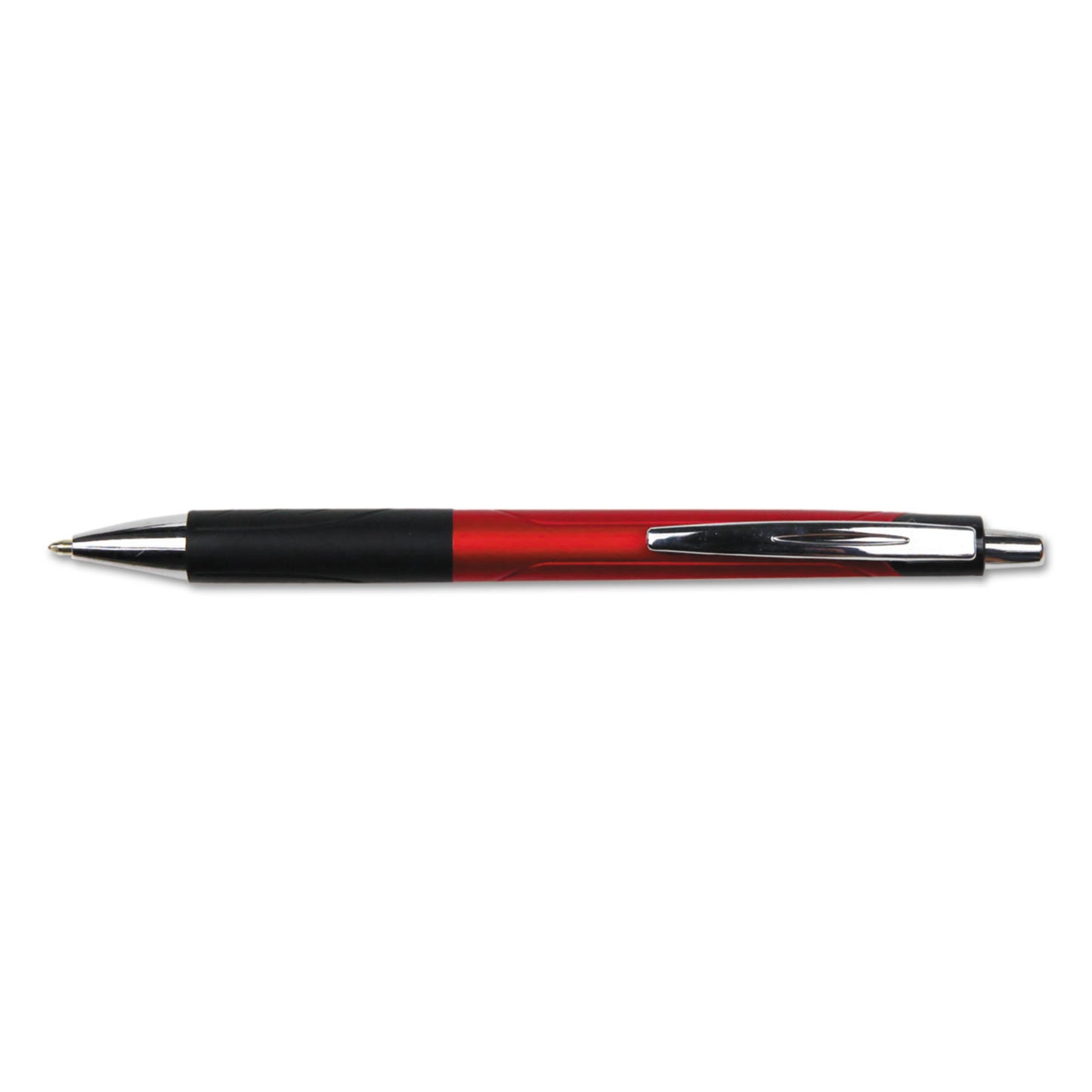 Universal Comfort Grip Ballpoint Pen, Retractable, Medium 1 mm, Red Ink, Red/Black Barrel, Dozen (15542)