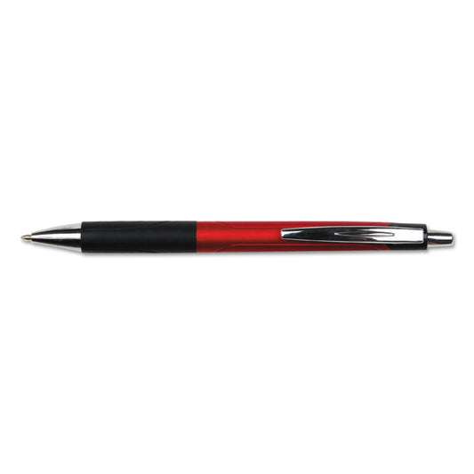 Universal Comfort Grip Ballpoint Pen, Retractable, Medium 1 mm, Red Ink, Red/Black Barrel, Dozen (15542)