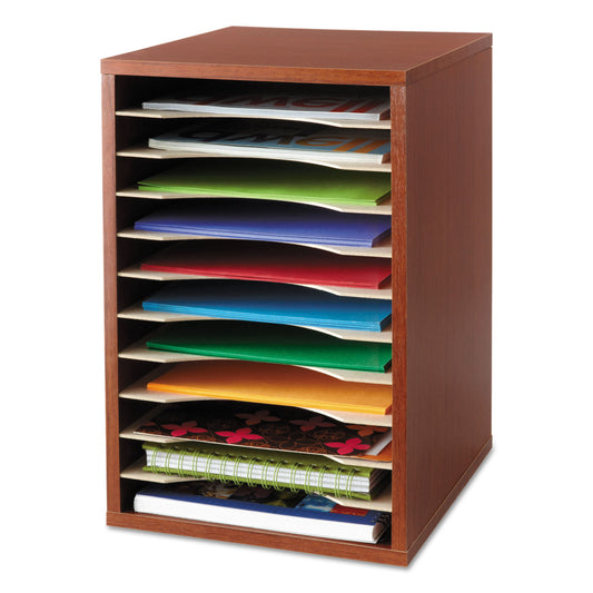 Safco Wood Desktop Literature Sorter, 11 Compartments, 10.63 x 11.88 x 16, Cherry (9419CY)