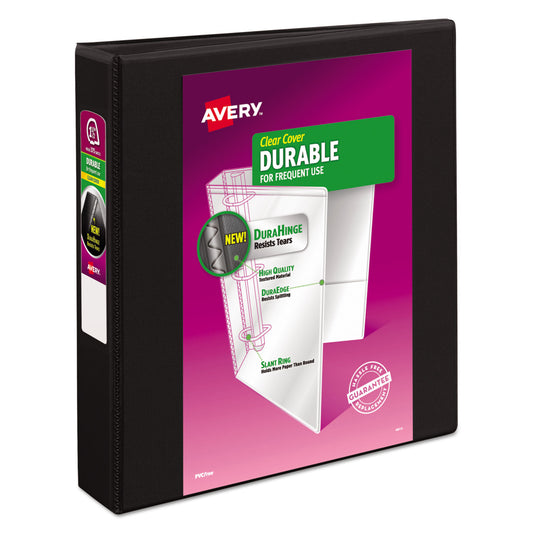 Avery Durable View Binder with DuraHinge and Slant Rings, 3 Rings, 1.5" Capacity, 11 x 8.5, Black (17021)