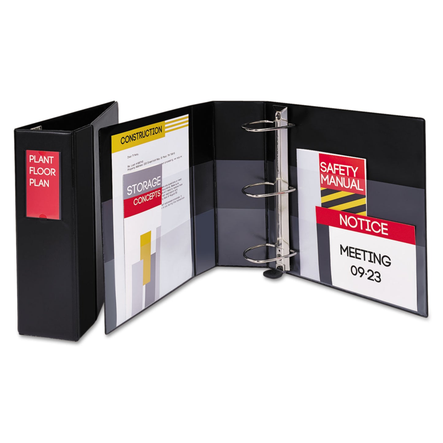 Avery Heavy-Duty Non-View Binder with DuraHinge, Three Locking One Touch EZD Rings and Spine Label, 4" Capacity, 11 x 8.5, Black (79994)