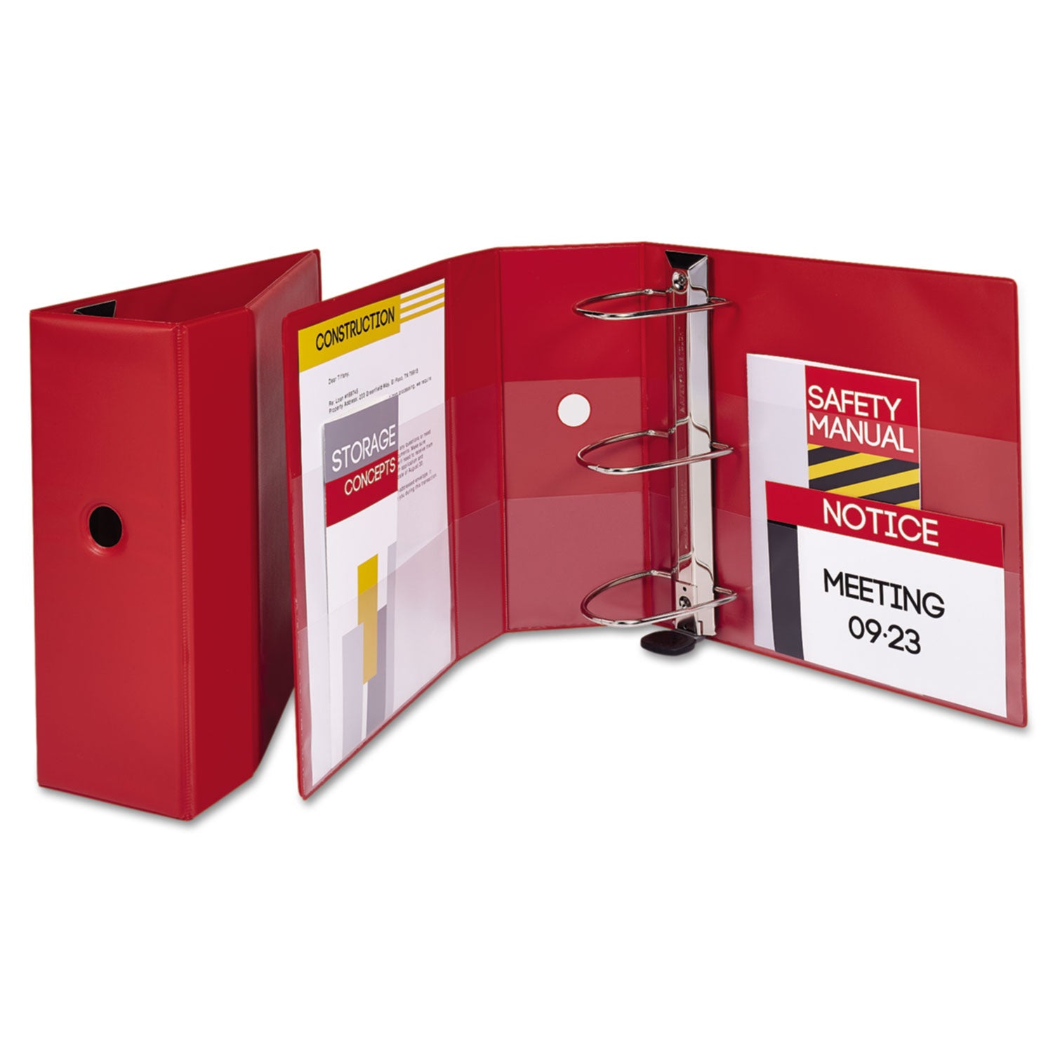 Avery Heavy-Duty Non-View Binder with DuraHinge, Locking One Touch EZD Rings and Thumb Notch, 3 Rings, 5" Capacity, 11 x 8.5, Red (79586)