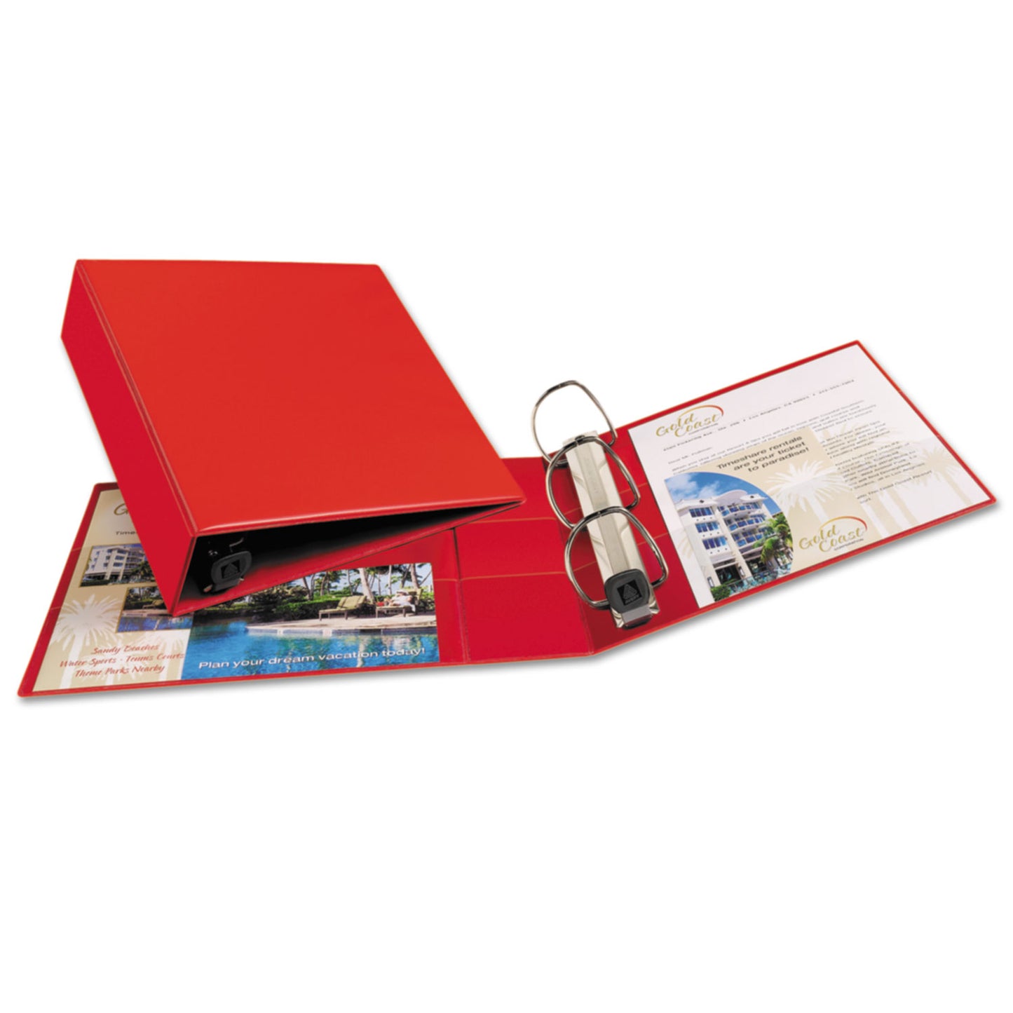 Avery Heavy-Duty Non-View Binder with DuraHinge and Locking One Touch EZD Rings, 3 Rings, 3" Capacity, 11 x 8.5, Red (79583)