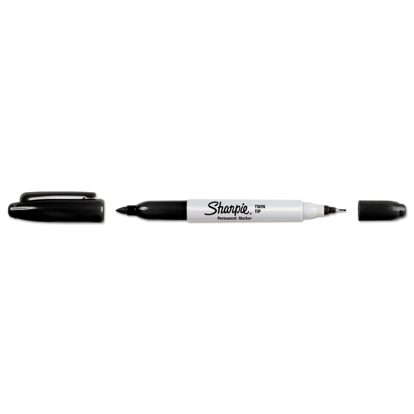 Sharpie Twin-Tip Permanent Marker, Extra-Fine/Fine Bullet Tips, Black, Dozen (32001B)