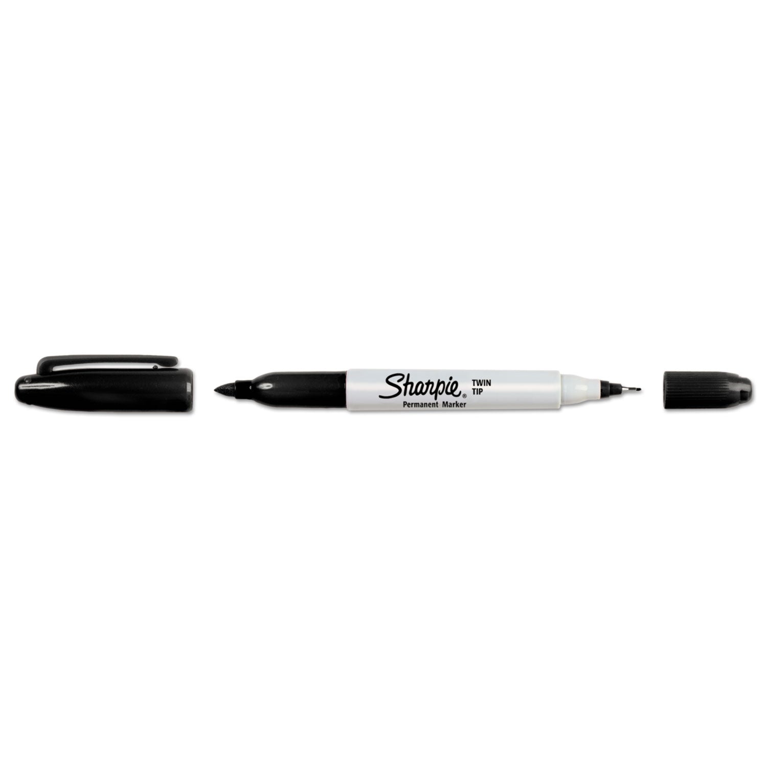 Sharpie Twin-Tip Permanent Marker, Extra-Fine/Fine Bullet Tips, Black, Dozen (32001B)