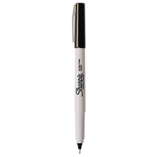 Sharpie Ultra Fine Tip Permanent Marker, Ultra-Fine Needle Tip, Black, Dozen (37001B)