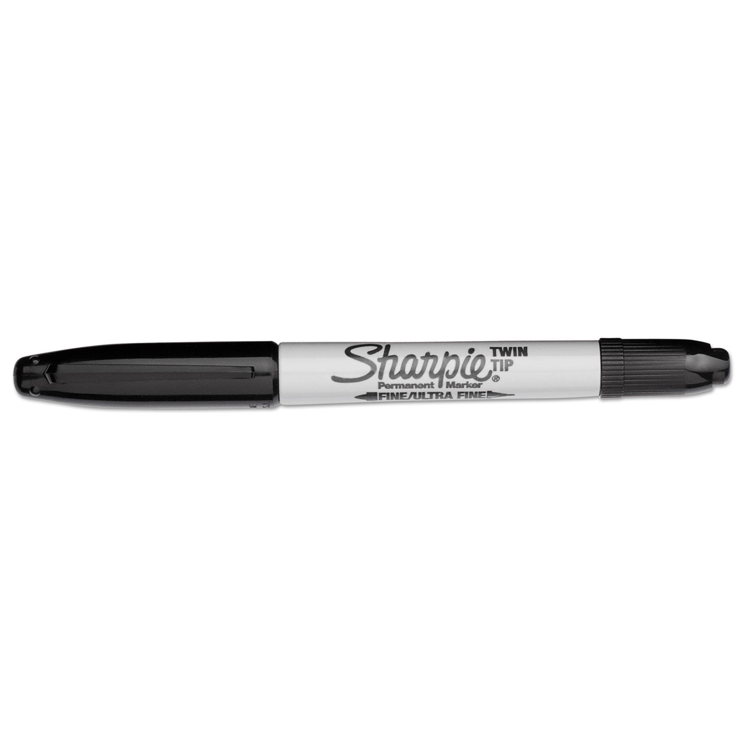 Sharpie Twin-Tip Permanent Marker, Extra-Fine/Fine Bullet Tips, Black, Dozen (32001B)