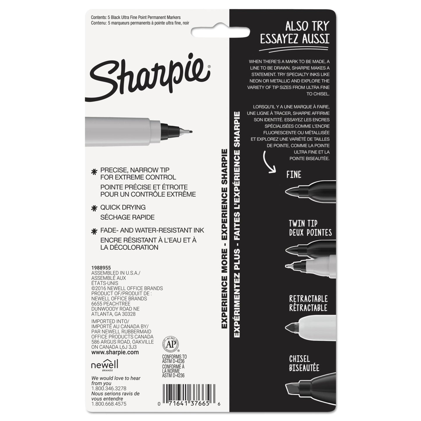 Sharpie Ultra Fine Tip Permanent Marker, Ultra-Fine Needle Tip, Black, 5/Pack (37665PP)
