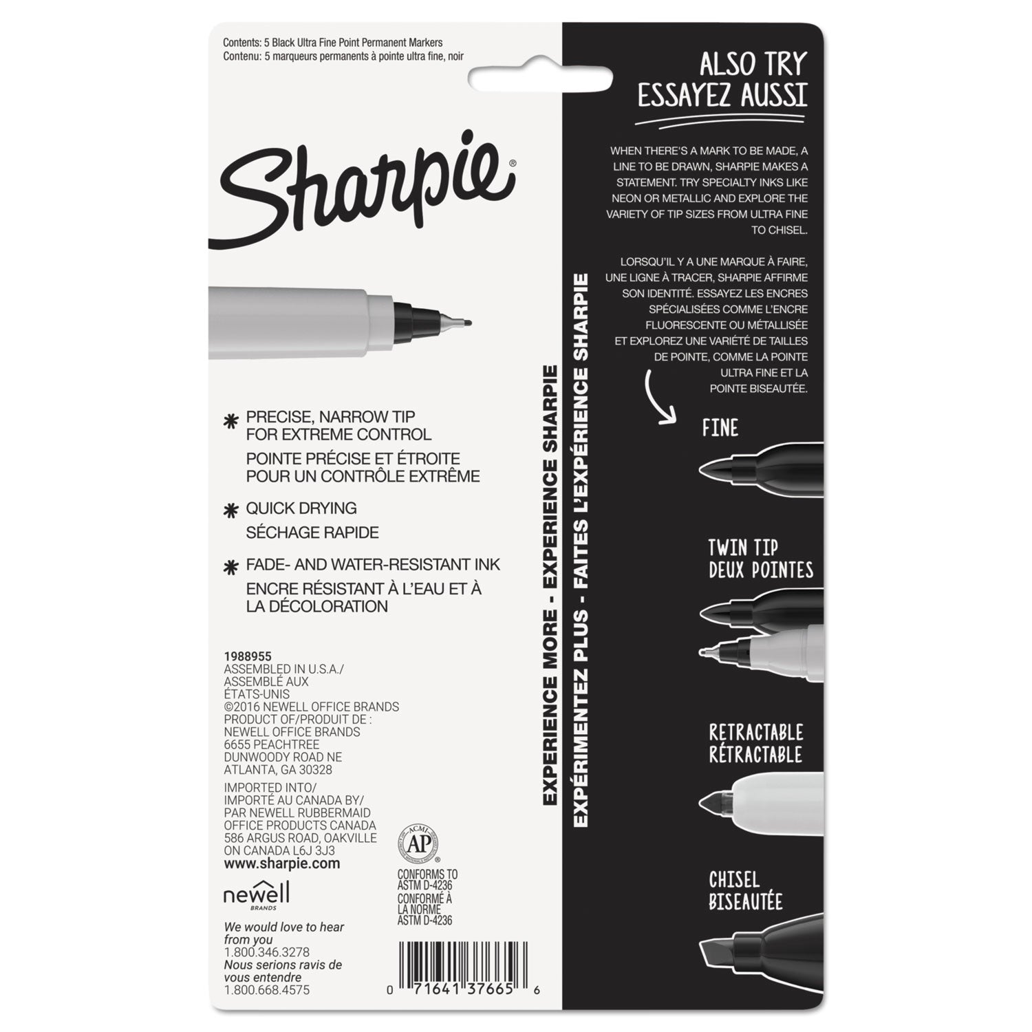 Sharpie Ultra Fine Tip Permanent Marker, Ultra-Fine Needle Tip, Black, 5/Pack (37665PP)