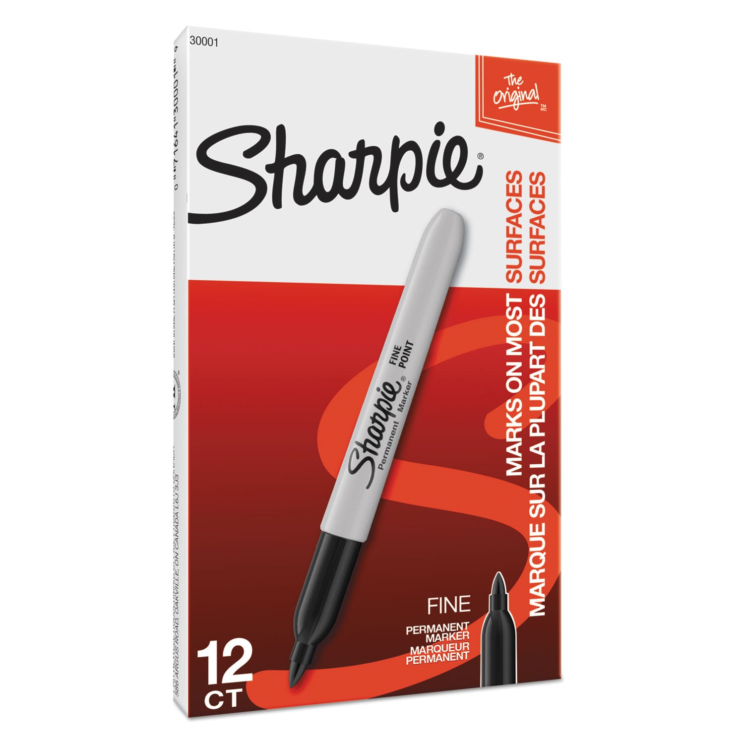 Sharpie Fine Tip Permanent Marker, Fine Bullet Tip, Black, Dozen (30001B)