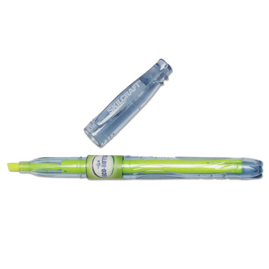 AbilityOne 7520016578559, SKILCRAFT Eco-Bottle Recycled Highlighter, Yellow Ink, Chisel Tip, Clear/Yellow Barrel, Dozen