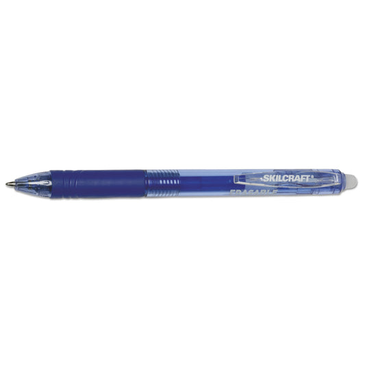 AbilityOne 7520016580691, SKILCRAFT Erasable Re-Write Gel Pen, Retractable, Medium 0.7 mm, Blue Ink, Translucent Blue Barrel, Dozen